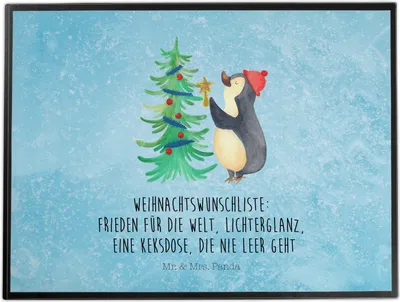 Produktbild von Mr. & Mrs. Panda Schreibunterlage Pinguin Weihnachtsbaum - Eisblau - Geschenk, tischpad, Weihnachten, Winter, Wintermotiv, schreibtischunterlage, bastelunterlagen