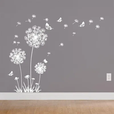 Produktbild von Weiß Wandtattoo Pusteblumen für Wanddeko Löwenzahn Blumen, für Wohnzimmer Wanddekoration