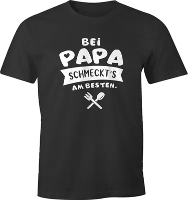 Produktbild von Herren T-Shirt Koch Spruch bei Papa/Opa schmeckt's am besten Fun-Shirt Moonworks® Papa anthrazit XL