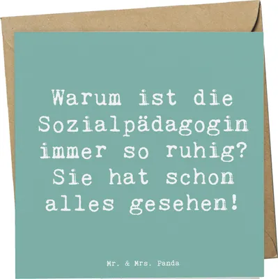 Produktbild von Mr. & Mrs. Panda Grußkarte Spruch Sozialpädagogin Ruhe - Meeresbrise - Geschenk, Klappkarte, Beruf, Unterstützung, Alltag in der Sozialpädagogik, doppelkarte, faltkarte