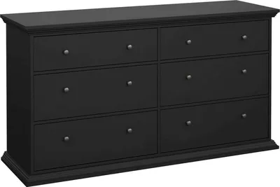 Image de Hibaru - Buffet, 163x52x88h cm Noir, 6 Tiroirs