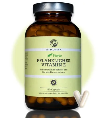 Produktbild von QIDOSHA  Vitamin E pflanzlich 134 mg aus Maniok und Sonnenblume, 120 Kapseln