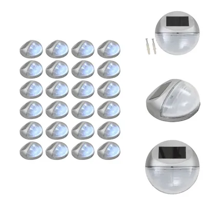 Immagine prodotto di vidaXL Luci solari da esterno per parete LED 24 pz. Argento rotondo - Illuminazione esterna
