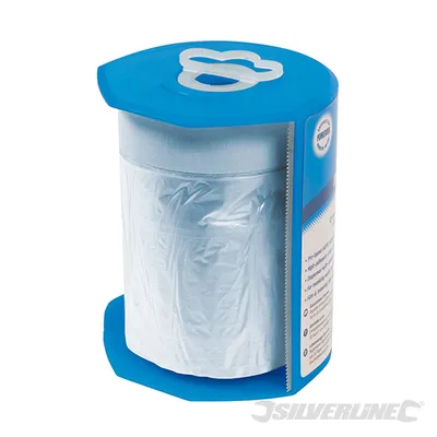 Produktbild von Silverline - Abdeckfolie mit Malerkreppband, Rolle auf Abroller