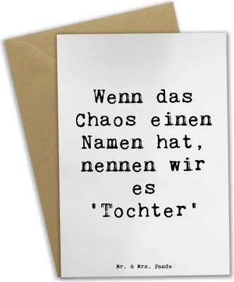 Produktbild von Mr. & Mrs. Panda Grußkarte Spruch Chaos Tochter - Weiß - Geschenk, osterkarte, Verwandte, Einfallsreichtum, Familienleben, babykarte, Unvergessliche Momente, Dankeschön