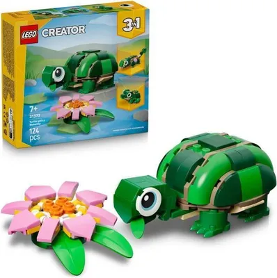Produktbild von LEGO Creator 3-in-1 Schildkröte und Seerose, Bauspielzeug ab 7 Jahren, Verwandlungsfähig Chamäleon Frosch