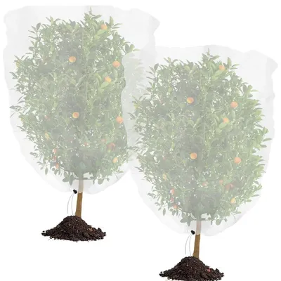 Produktbild von 2er Pack Pflanzenschutznetz mit Kordelzug – Atmungsaktives Gemüsenetz, Obstbaum-Schutzbeutel für Tomaten, Beeren, Büsche (100x120 cm)