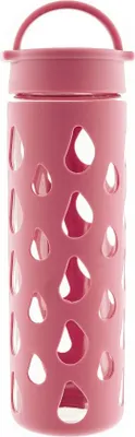 Produktbild von Trinkflasche Aus temperaturbeständigem Borosilikatglas mit Silikonhülle 600 ml Pink