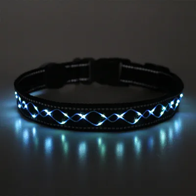 Produktbild von LED Hundehalsband – Leuchthalsband für Hunde, USB-aufladbar, wasserdicht, viele Farben & Größen blau Größe M