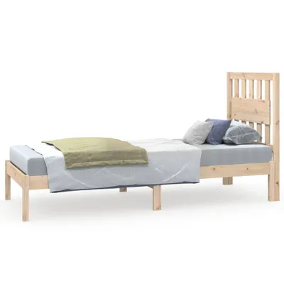 Productafbeelding van Bedframe massief grenenhout zwart 75x190 cm