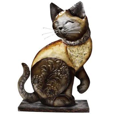 Immagine prodotto di Figurina decorativa gatto seduto, statuetta gatto, decorazione, gattino, statuetta in metallo