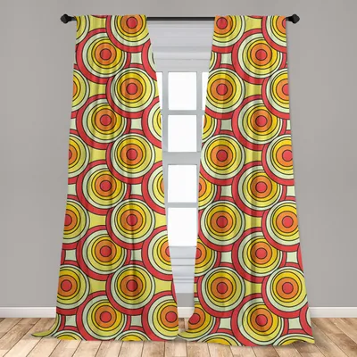 Immagine prodotto di Abakuhaus, tende per finestre, motivo a cerchi in tonalità pastello calde, set composto da 2 pannelli, 150 x 245 cm