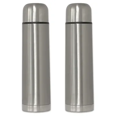 Produktbild von 2x Edelstahl Isolierflasche 750ml mit Becher Kaffee Tee Isolier Flasche Thermosflasche Thermobecher Wasserflasche Thermoskanne Thermoflasche
