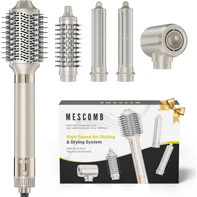 Produktbild von Lockenstab Warmluftbürste Föhnbürste 5-in-1 - Coanda-Effekt - Automatisches Locken - Schwarz