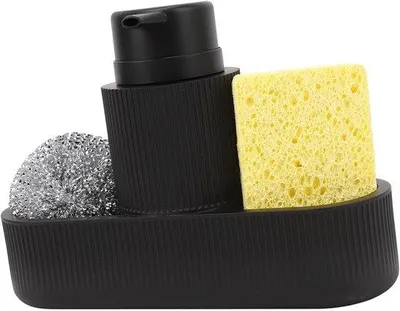 Produktbild von Famanu Spülmittelspender - 3-in-1 Design - Schwarz - 24 x 17 x 9 cm
