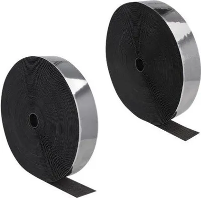 Produktbild von DeLOCK Strapazierfähiges Klettband selbstklebend mit Haft- und Flauschband L 25 m x B 50 mm schwarz, Nylon, Polyester, Schwarz, 50 mm, 25 m, Polybag