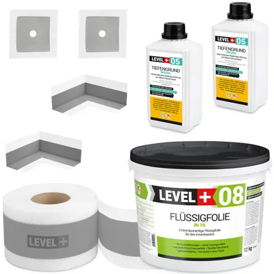 Produktbild von Dicht Set 12 kg Flüssigfolie Tiefengrund Dichtband für Dusche und Bad SET56