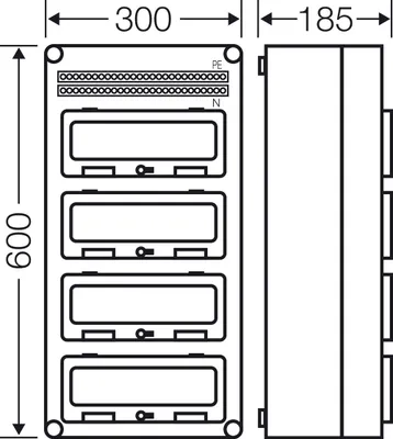 Immagine prodotto di Quadro di distribuzione piccolo HENSEL AP 4x12TE Kst IP65