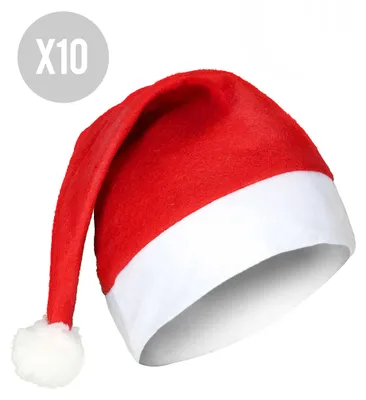 Produktbild von Weihnachtsmannmützen-Set 10-teilig rot-weiss - Einheitsgröße