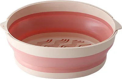 Produktbild von 2-in-1 Kreatives, zusammenklappbares Silikon-Sieb-Set (groß) zum Waschen von Obst und Gemüse, faltbares Küchensieb – Rosa