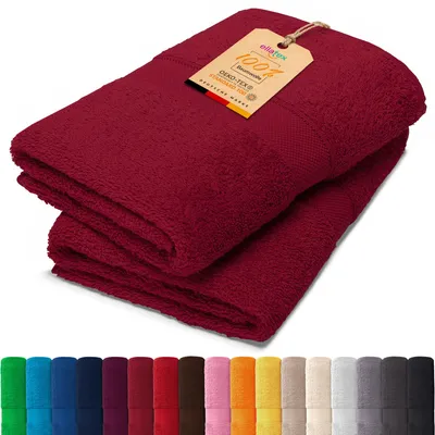 Produktbild von EllaTex PARIS 2er Set Saunatücher 100x200 cm – 100% Baumwolle, 500 g/m² Frottier, in Farbe: Weinrot