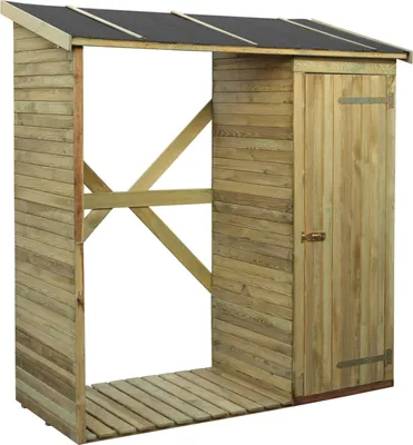Produktbild von Kaminholzunterstand mit Schrank - Abmessungen: 180 x 80 x 220 cm (L x B x H)