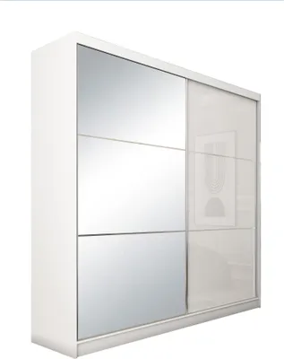 Obrázek produktu pro BEAUTYSOFA šatní skříň s posuvnými dveřmi VIVA 200 cm - šatní skříň s vložkami do zásuvek a tyčí na šaty (bílá)