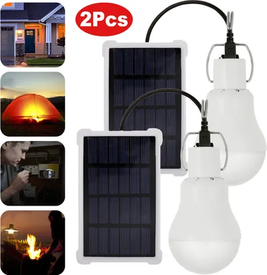 Produktbild von 2STK LED Solar Lampe Glühbirne 3W Solarleuchte Campinglampe Außen Garten Beleuchtung