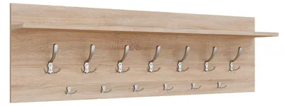 Obrázek produktu pro Velký věšák do koupelny, 120 cm, 13 háčků na oblečení, dub Sonoma + satén