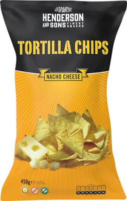 Immagine prodotto di Henderson and Sons Nacho Cheese Tortilla Chips senza glutine 450g