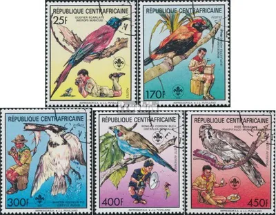 Produktbild von Briefmarken Zentralafrikanische Republik 1988 Mi 1322A-1326A (kompl.Ausg.) gestempelt Pfadfinderbewegung: Vögel