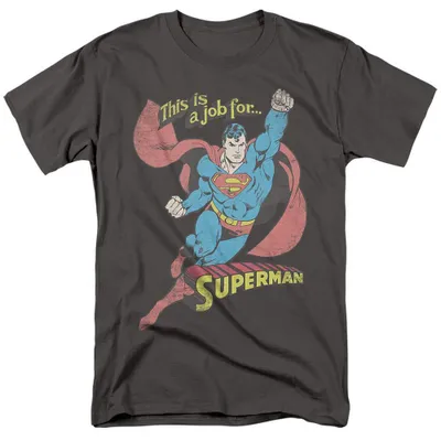 Image de T-shirt Superman - "On The Job" - Unie, pour hommes et femmes, modèle TV39260 (Taille S) - Couleur : Noir (charbon de bois)