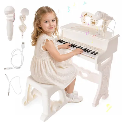 Kinderpiano mit 37 Tasten, Mikrofon, Licht und Hocker