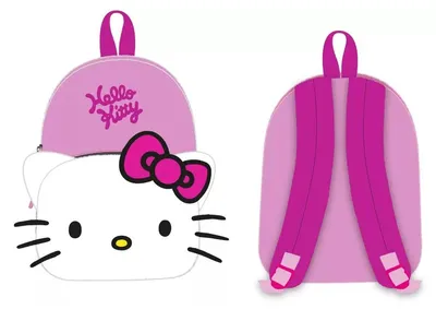 Immagine prodotto di Zaino in peluche 3D a forma di Hello Kitty con fiocco rosa, borsa da 30 cm