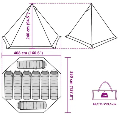 Zdjęcie produktu dla vidaXL Namiot rodzinny Tipi 8 osób kamuflaż wodoodporny