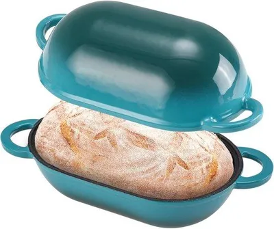 Productafbeelding van Gietijzeren broodpan met deksel, 23 cm, geëmailleerd, 2,75 liter, ideaal voor het bakken van brood