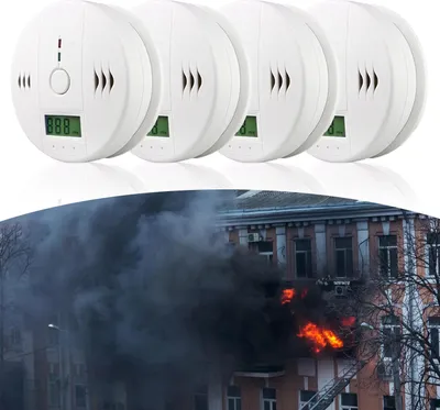 Produktbild von Bettizia CO Alarm 4er Set weiß Feuermelder Kohlenmonoxid Detektor 85 dB LED Warnung
