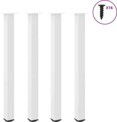 Zdjęcie produktu dla Nogi do stołu barowego 4 szt. Białe 110-112 cm Stal