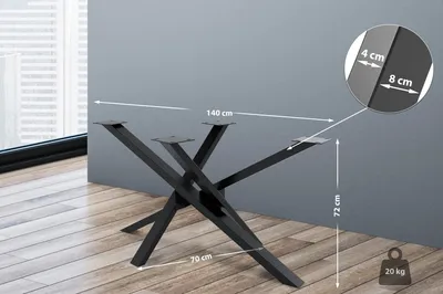 Productafbeelding van And OutdoorMatch Tafelpoten Sibylle – Vierpotig tafelonderstel – Tafelpoten van staal – Zwarte tafelpoten – Industriële stijl – 140 x 70 x 72 cm