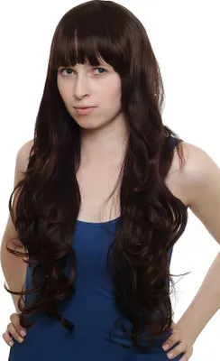 Produktbild von WIG ME UP Perücke gewellt superlang Pony dunkles Mischbraun MA106-2T33