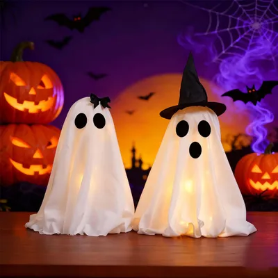 Produktbild von 2x Unheimliche Geister-Deko für Halloween - Outdoor- & Tischdekoration für Garten und Terrasse (Ohne Beleuchtung)