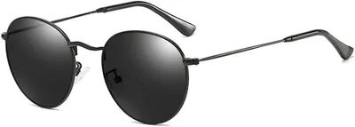 Produktbild von Runde Polarisierte Sonnenbrille, Metallrahmen, Uni, Schwarz/Grau, für Autofahren