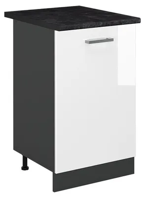 Produktbild von Küchenunterschrank Vicco R-Line Weiß Hochglanz/Anthrazit 50 cm Arbeitsplatte Anthrazit, Model 70292