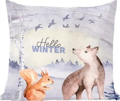 Produktbild von MuchoWow® Zierkissen Sofakissen Wohnzimmer Dekokissen 60x60 cm Tiere - Schnee - Winter - Sitzfläche - Foto Polster