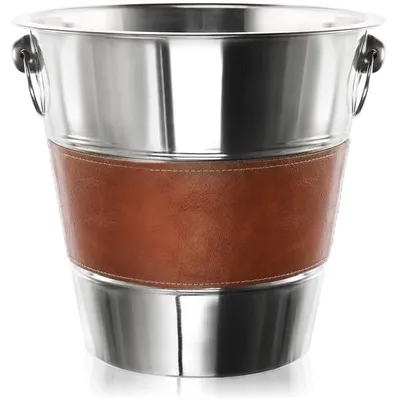 Produktbild von Silber-braune Kühlbox aus Edelstahl und Kunstleder