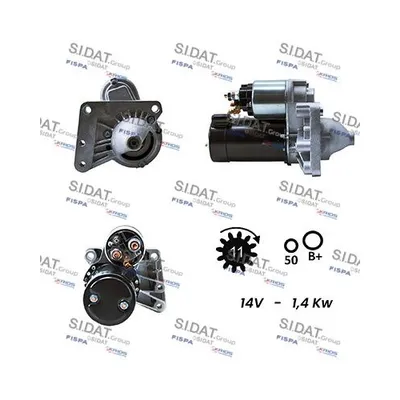 Produktbild von SIDAT S12VA0001A2 Starter Anlasser 1,4kW passend für PEUGEOT 2008 Kombi (CU) 12V