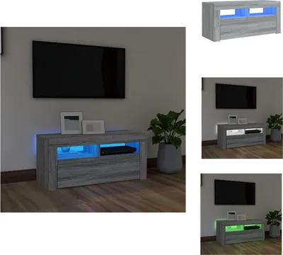 Produktbild von vidaXL TV-Schrank mit LED-Leuchten Grau Sonoma 90x35x40 cm -  TV-Möbel