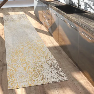 Produktbild von Outdoor Teppich Balkon Terrasse Vintage Küchenteppich Orient Muster Rauten Ethno Grösse 60x100 cm