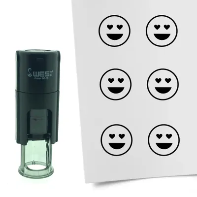 Produktbild von CombiCraft Selbstfärbender Stempel 'Verliebter Smiley' in der Farbe Schwarz, Ø10mm
