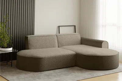 Produktbild von Ecksofa Designersofa BONDY in Stoff Ascot Braun Ottomane Rechts